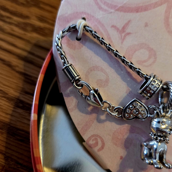 BRIGHTON "ABC Slide Bracelet" W/ Kitty & Crystal Spacer Charms WHIMSICAL! - Picture 4 of 6